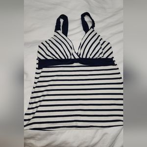 Lands End Navy Striped Tankini Halter